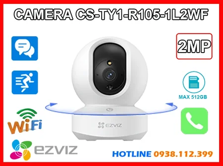  CS-TY1-R105-1L2WF thiết kế với hình ảnh FULL HD 1080P 2.0 megapixel Chất lượng đúng tiêu chuẩn Wifi IP  Camera có Thiết kế mỹ thuật cao bắt mắt Xoay 360 Khả năng Chống Ngược Sáng DWDR Lắp trong nhà tốt hơn Loại Camera an ninh trang bị xem ban đêm thông minh Hồng Ngoại Smart IR