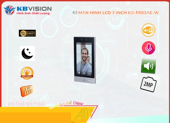   KBvision KX-FR03AC-W  Máy Chấm Công  Với Chức Năng User 50000  KBvision Trang Bị Hiển Thị Màn Hình 7 inch Cổng IP