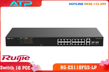 Lắp đặt camera Switch Ruijie 16 Cổng PoE RG-ES118FGS-LP