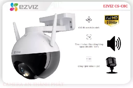  Camera Wifi EZVIZ C8C,Camera Wifi EZVIZ C8C là dòng camera quan sát Ip wifi giá rẻ, Camera thiết kế chuyên dụng cho ngoài trời,Sản phẩm tích hợp cảm biến hình ảnh 2.0 megapixel.Camera hỗ trợ quay xoay 360 sản phẩm phù hợp cho mọi công trình,siêu thị,cửa hàng ,.... 