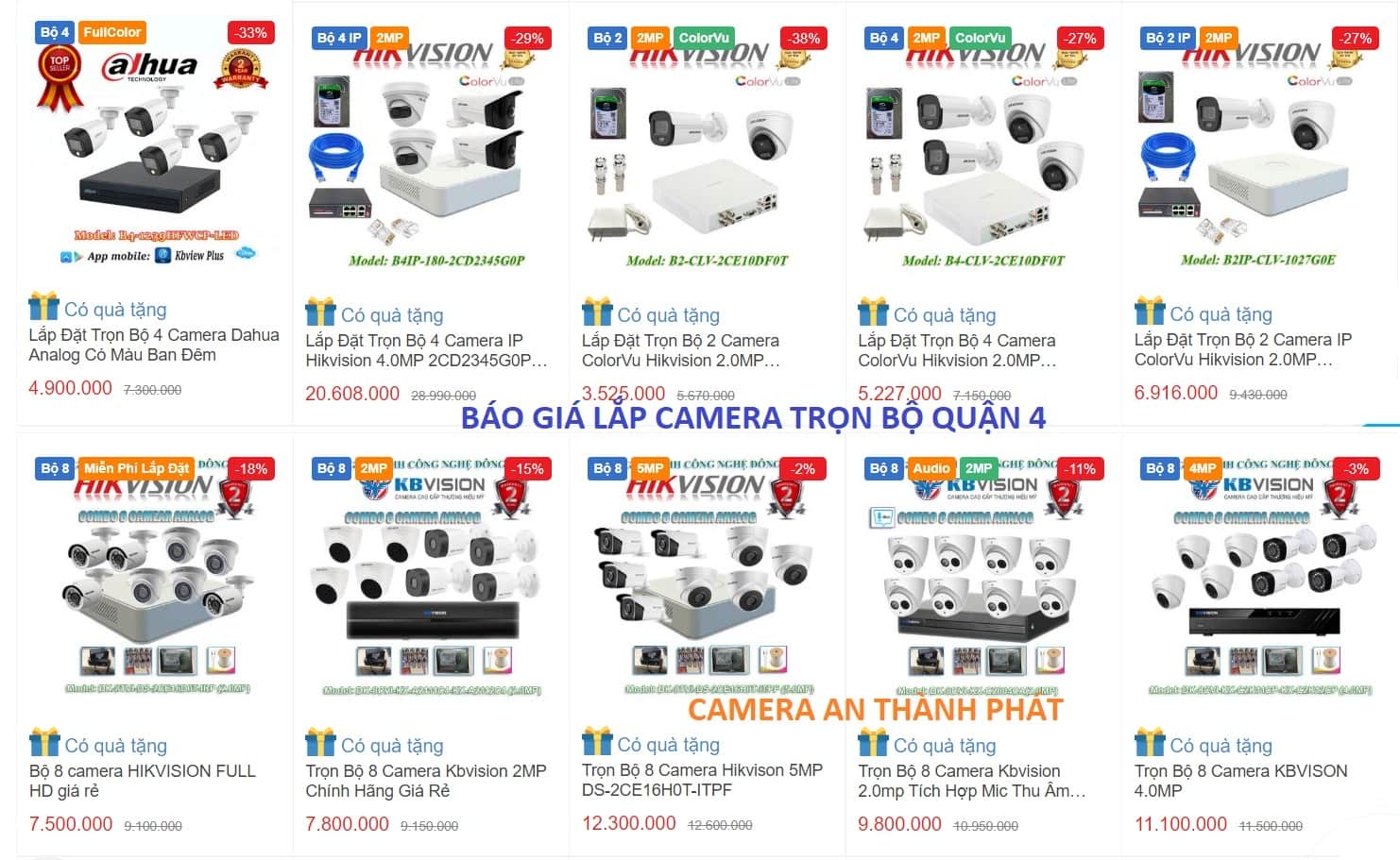 báo giá lắp camera quạn 4 trọn bộ