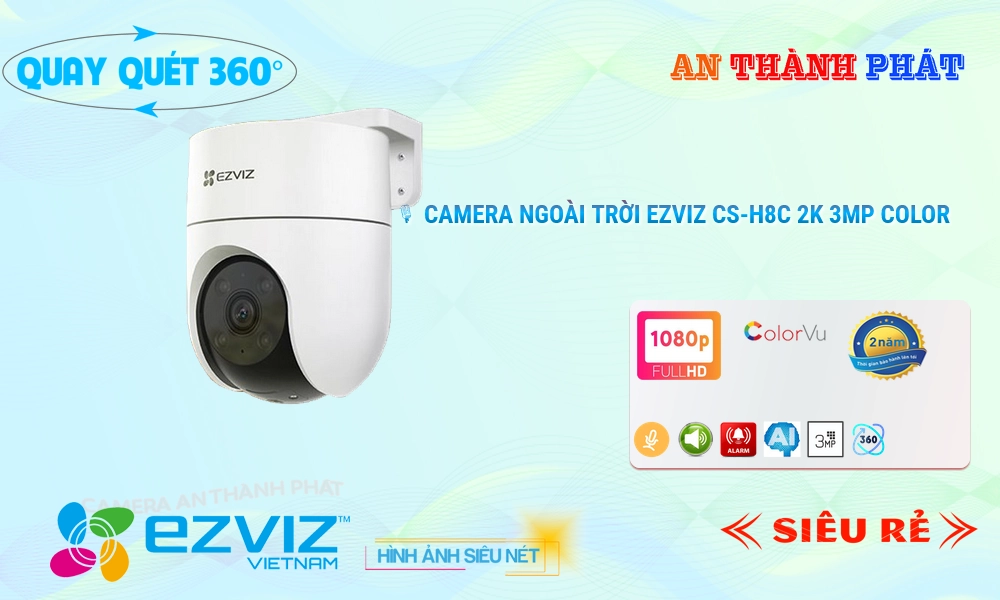 Wifi Ezviz CS-H8C 2K 3MP Color Giá tốt