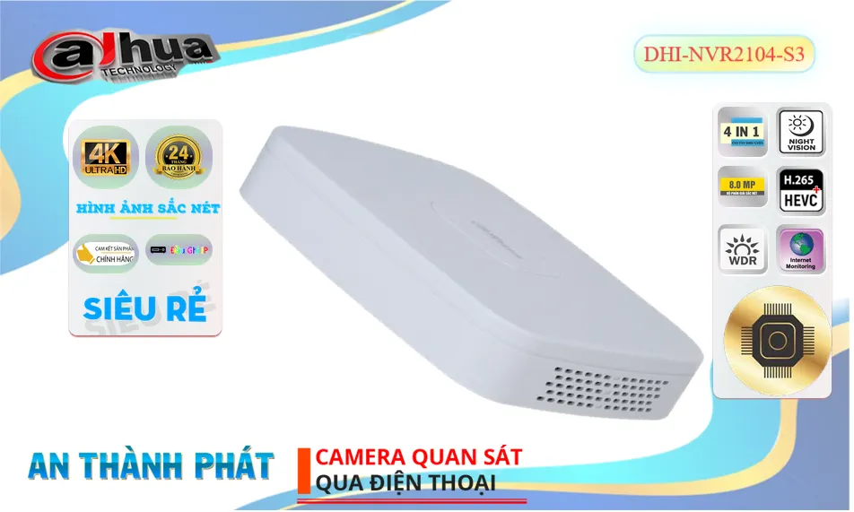 DHI-NVR2104-S3Thiết Bị Ghi Hình Thiết kế Đẹp Dahua DHI-NVR2104-S3Thiết Bị Ghi Hình Thiết kế Đẹp Dahua