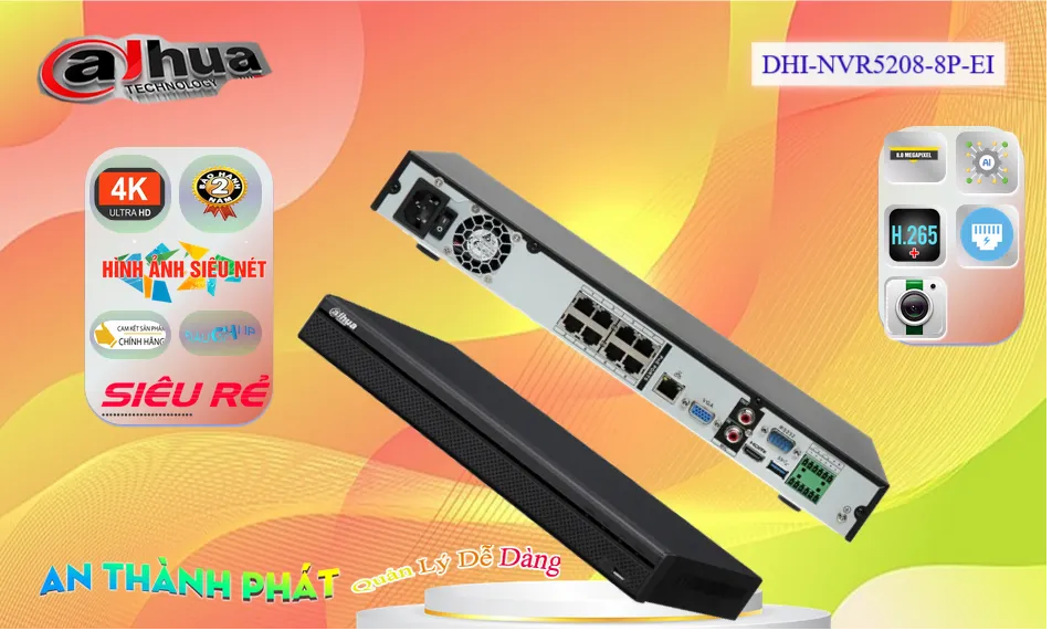 Dahua DHI-NVR5208-8P-EI Sắc Nét Dahua DHI-NVR5208-8P-EI Sắc Nét