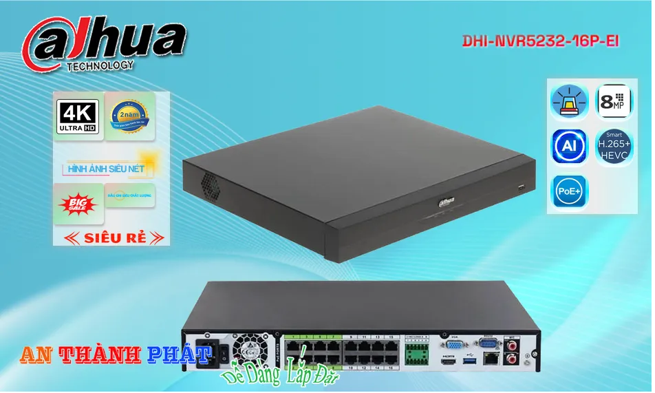 Đầu Ghi Camera Dahua DHI-NVR5232-16P-EI Tiết Kiệm