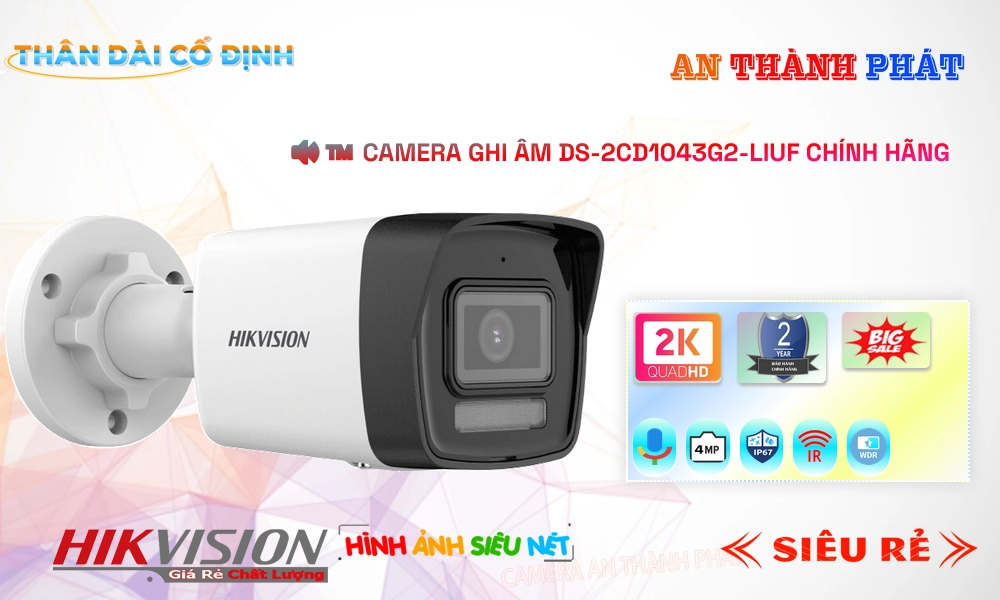 Hikvision DS-2CD1043G2-LIUF Sắc Nét
