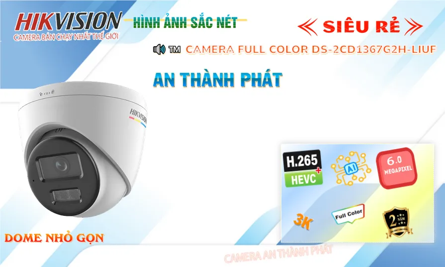 DS-2CD1367G2H-LIUF camera sắc nét Hikvision DS-2CD1367G2H-LIUF camera sắc nét Hikvision