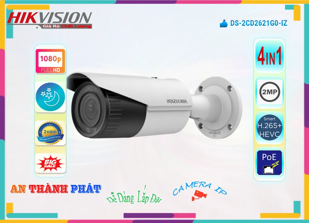 DS-2CD2621G0-IZ Sắc Nét Hikvision