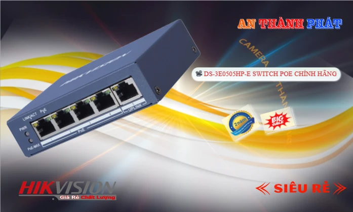 Switch Thiết bị nối mạng DS-3E0505HP-E Hikvision Switch Thiết bị nối mạng DS-3E0505HP-E Hikvision