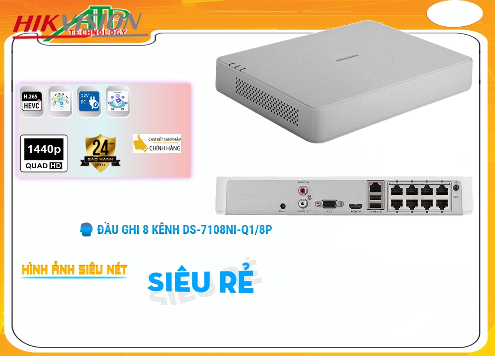 DS-7108NI-Q1/8P Đầu Ghi Hikvision DS-7108NI-Q1/8P Đầu Ghi Hikvision