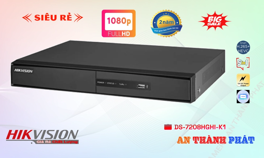 DS-7208HGHI-K1Thiết Bị Ghi Hình Thiết kế Đẹp Hikvision