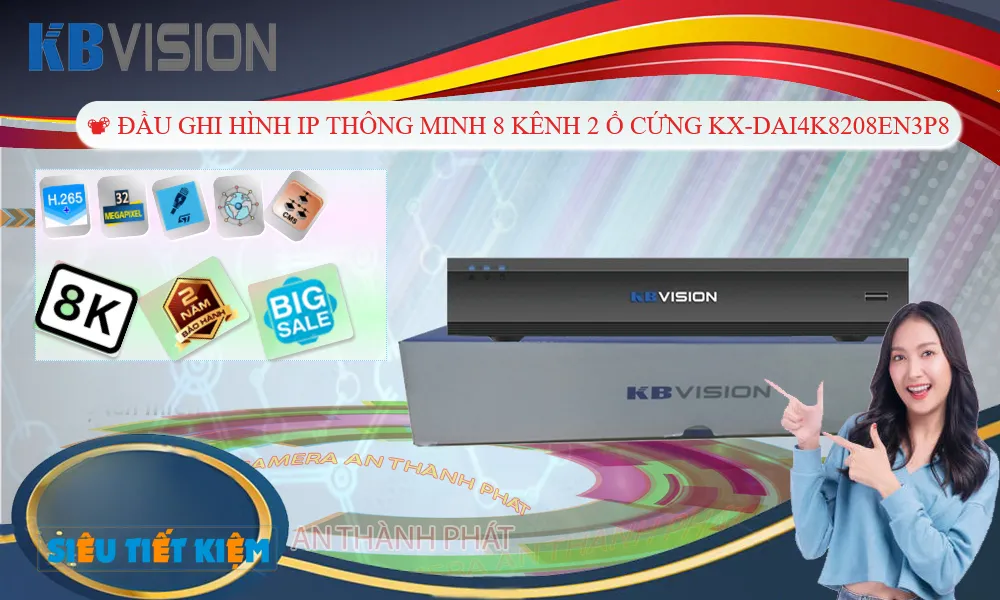 KX-DAi4K8208EN3P8 Đầu ghi Camera KBvision KX-DAi4K8208EN3P8 Đầu ghi Camera KBvision
