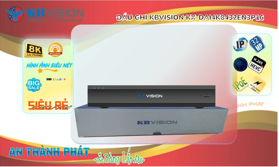 KBvision KX-DAi4K8432EN3P16 Sắc Nét ✔️