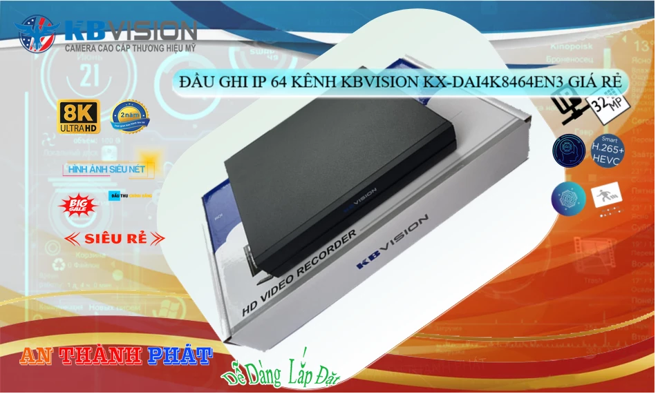 KX-DAi4K8464EN3 Đầu ghi Camera KBvision KX-DAi4K8464EN3 Đầu ghi Camera KBvision